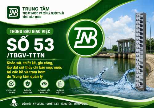 THÔNG BÁO GIAO VIỆC Số 53/TBGV-TTTN: Về việc khảo sát, thiết kế, gia công, lắp đặt cột thủy chí báo mực nước tại các hồ và trạm bơm do Trung tâm quản lý