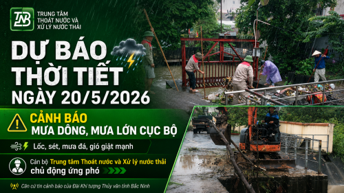 DỰ BÁO THỜI TIẾT VÀ CẢNH BÁO MƯA DÔNG, MƯA LỚN CỤC BỘ NGÀY 20/5/2026