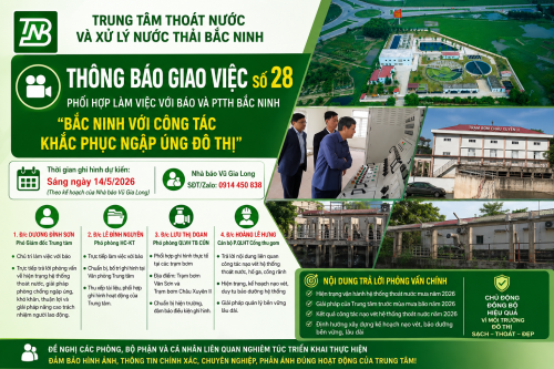 THÔNG BÁO SỐ 28/TBGV-TTTN Về việc phối hợp làm việc với Báo và Phát thanh Truyền hình Bắc Ninh phục vụ xây dựng phóng sự “Bắc Ninh với công tác khắc phục ngập úng đô thị”